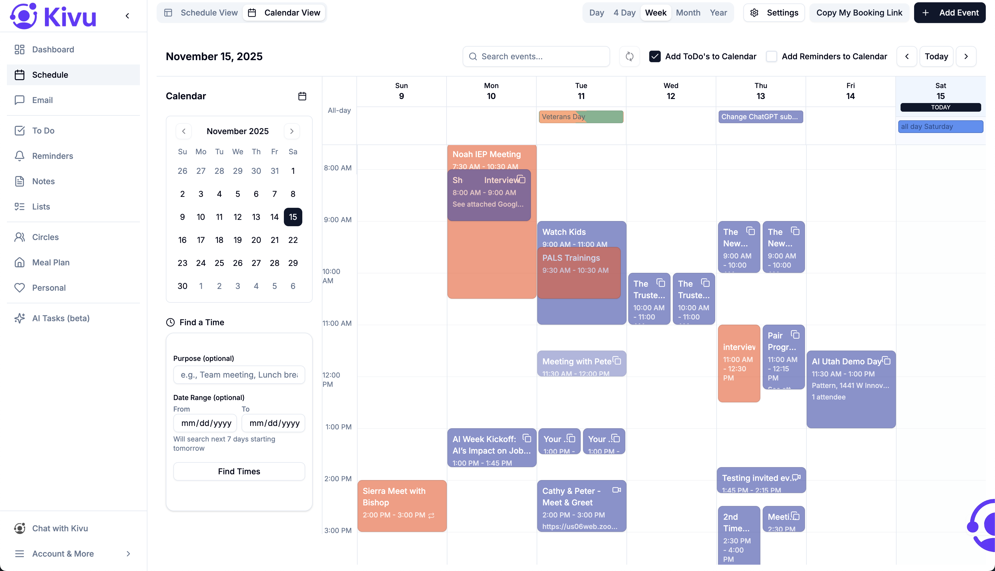 Unified calendar view with conflicts